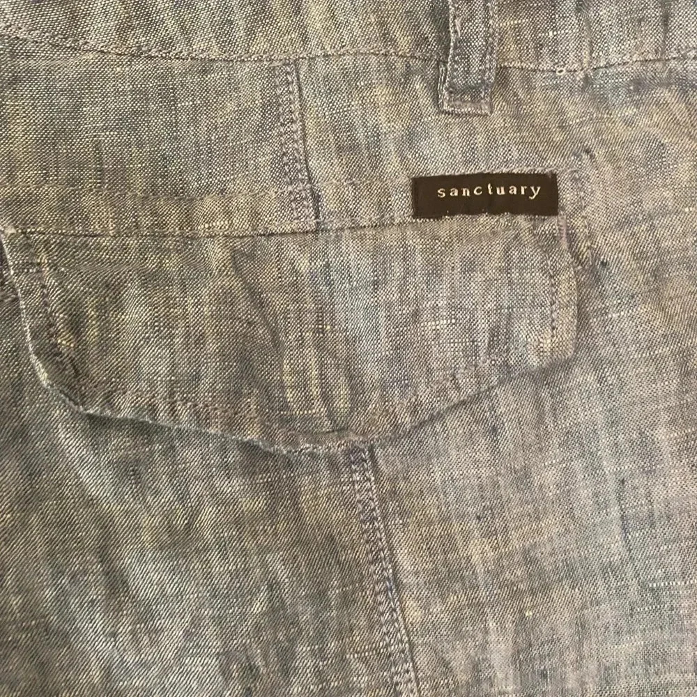 Anthropologie sanctuary terrain linen cropped utility pants 32 chambray - Picture 11 of 13
